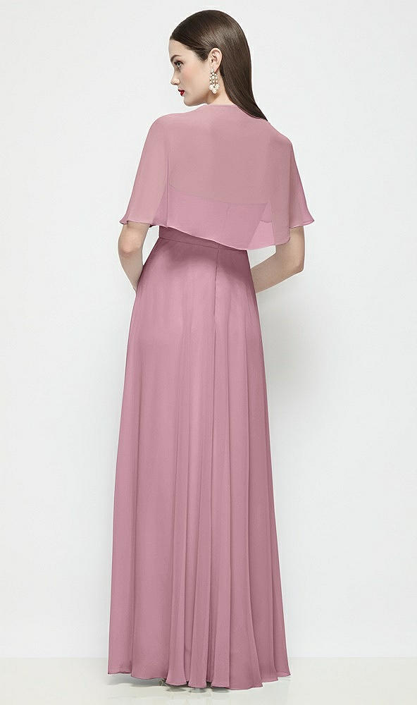 Back View - Dusty Pink Chiffon Flounce Cape