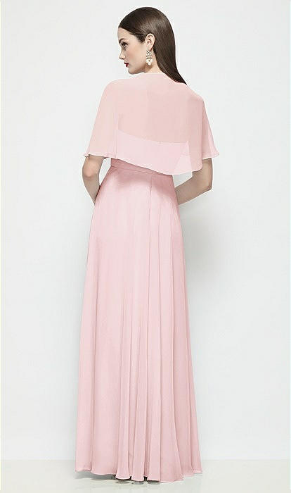 bridesmaid dress cape Chocolate Satin Bridesmaid Dress with Chiffon Cape