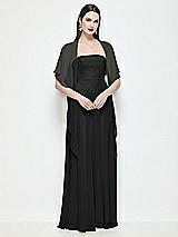 Front View Thumbnail - Black Chiffon Flounce Cape