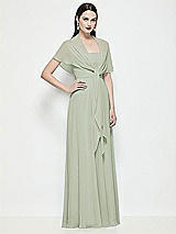 Side View Thumbnail - Celadon Chiffon Flounce Cape
