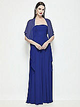 Front View Thumbnail - Cobalt Blue Chiffon Flounce Cape