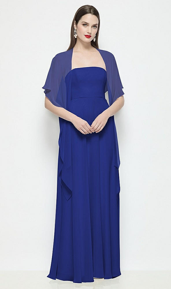 Front View - Cobalt Blue Chiffon Flounce Cape