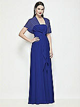 Side View Thumbnail - Cobalt Blue Chiffon Flounce Cape