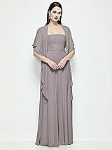 Front View Thumbnail - Cashmere Gray Chiffon Flounce Cape
