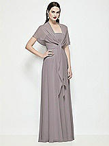 Side View Thumbnail - Cashmere Gray Chiffon Flounce Cape
