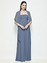 Front View Thumbnail - Larkspur Blue Chiffon Flounce Cape