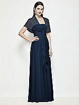 Side View Thumbnail - Midnight Navy Chiffon Flounce Cape
