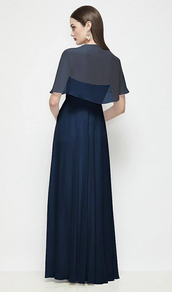 Back View - Midnight Navy Chiffon Flounce Cape