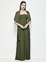 Front View Thumbnail - Olive Green Chiffon Flounce Cape