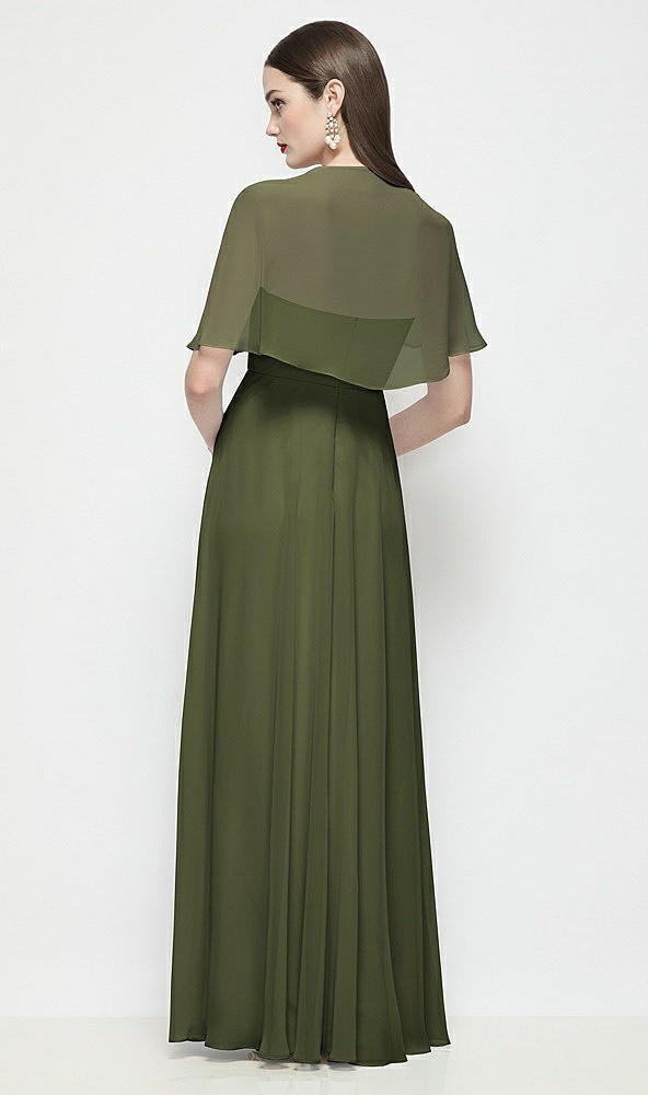 Back View - Olive Green Chiffon Flounce Cape