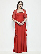 Front View Thumbnail - Poppy Red Chiffon Flounce Cape