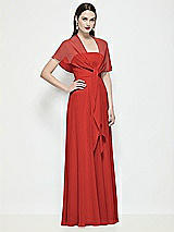 Side View Thumbnail - Poppy Red Chiffon Flounce Cape