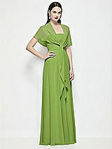 Side View Thumbnail - Peridot Green Chiffon Flounce Cape