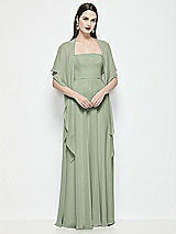 Front View Thumbnail - Sage Chiffon Flounce Cape