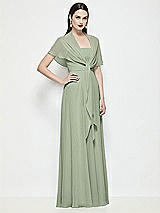 Side View Thumbnail - Sage Chiffon Flounce Cape