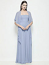 Front View Thumbnail - Sky Blue Chiffon Flounce Cape