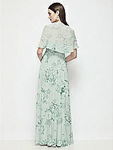 Rear View Thumbnail - Mint Green Floral Floral Chiffon Flounce Cape