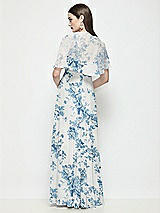 Rear View Thumbnail - Cottage Rose Dusk Blue Floral Chiffon Flounce Cape