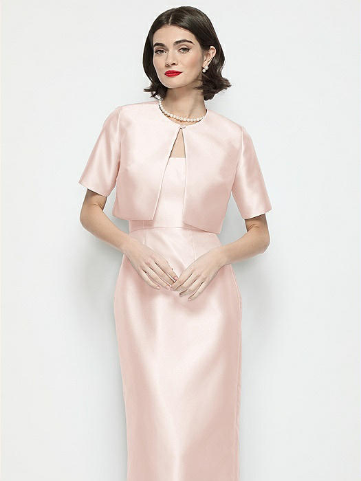 Jewel Neck Cropped Satin Jacket