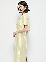 Side View Thumbnail - Butter Yellow Jewel Neck Cropped Satin Jacket