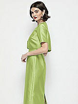 Side View Thumbnail - Mojito Jewel Neck Cropped Satin Jacket