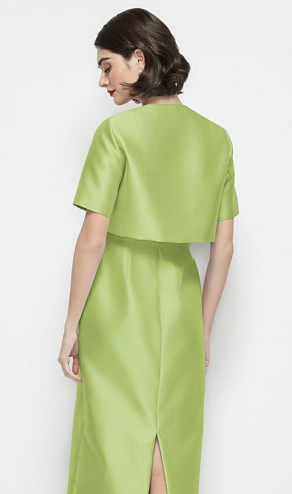 Back View - Mojito Jewel Neck Cropped Satin Jacket