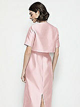 Rear View Thumbnail - Ballet Pink Jewel Neck Cropped Satin Jacket