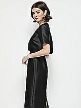 Side View Thumbnail - Black Jewel Neck Cropped Satin Jacket