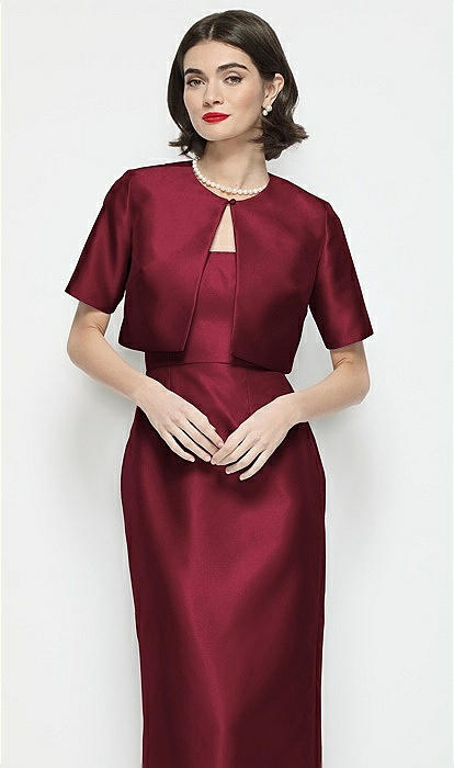 cropped jacket for formal dress Red Side Sweep Formal Gown W/Crop Jacket main image 0