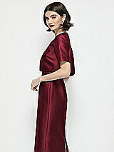 Side View Thumbnail - Cabernet Jewel Neck Cropped Satin Jacket