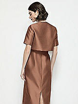 Rear View Thumbnail - Cognac Jewel Neck Cropped Satin Jacket
