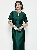 Front View Thumbnail - Evergreen Jewel Neck Cropped Satin Jacket