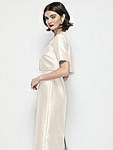Side View Thumbnail - Ivory Jewel Neck Cropped Satin Jacket