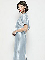 Side View Thumbnail - Mist Jewel Neck Cropped Satin Jacket