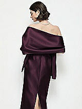 Rear View Thumbnail - Deep Plum Satin Wrap Stole
