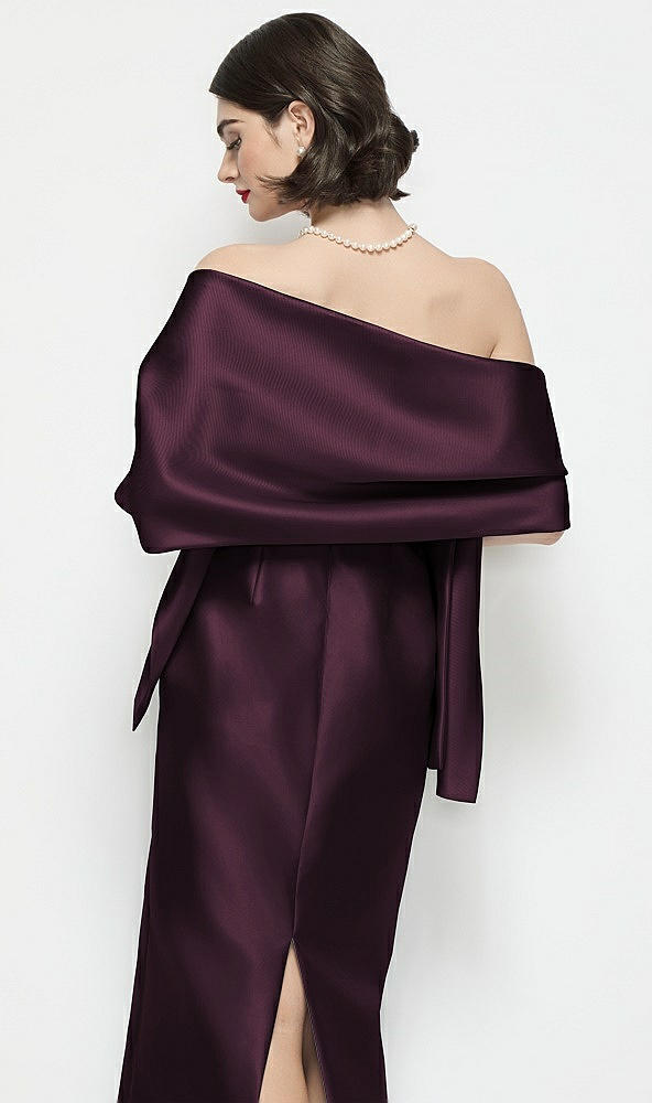 Back View - Deep Plum Satin Wrap Stole