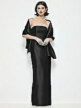 Front View Thumbnail - Black Satin Wrap Stole