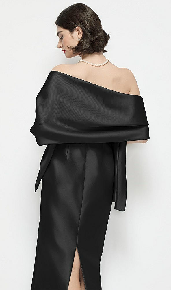 Back View - Black Satin Wrap Stole