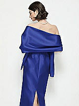 Rear View Thumbnail - Cobalt Blue Satin Wrap Stole