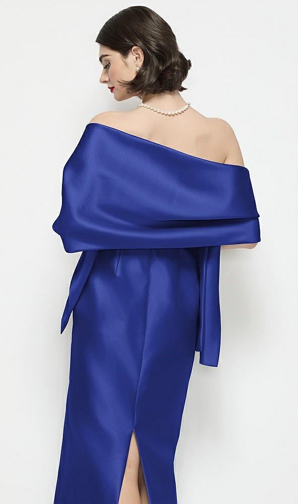 Back View - Cobalt Blue Satin Wrap Stole