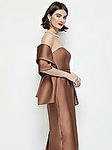 Side View Thumbnail - Cognac Satin Wrap Stole