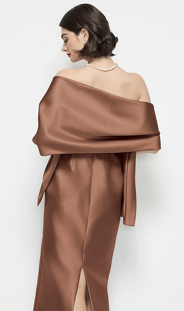 Back View - Cognac Satin Wrap Stole