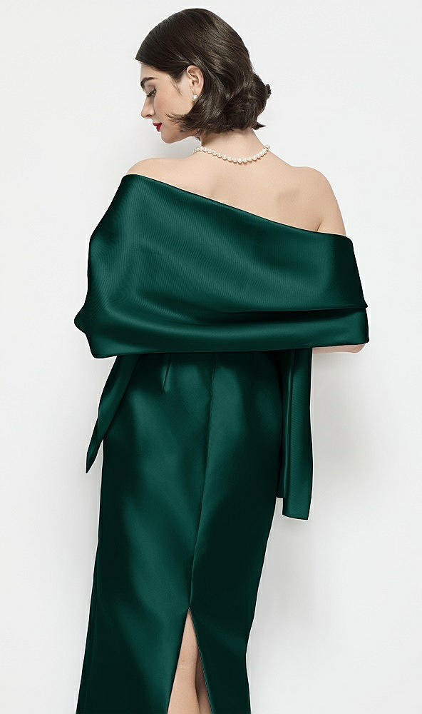 Back View - Evergreen Satin Wrap Stole