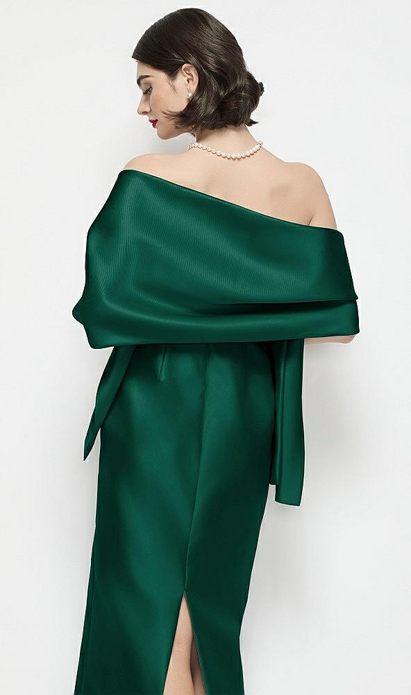 Back View - Hunter Green Satin Wrap Stole