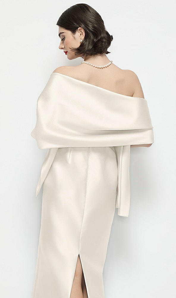 Back View - Ivory Satin Wrap Stole