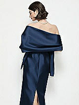 Rear View Thumbnail - Midnight Navy Satin Wrap Stole
