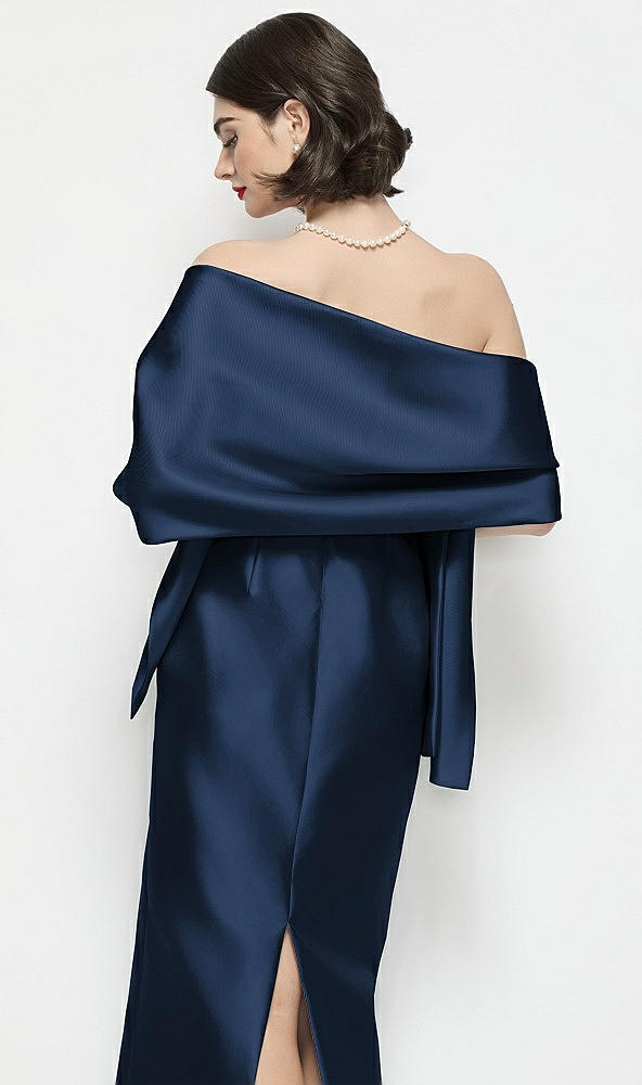 Back View - Midnight Navy Satin Wrap Stole