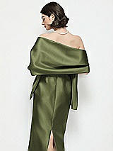 Rear View Thumbnail - Olive Green Satin Wrap Stole