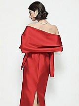 Rear View Thumbnail - Poppy Red Satin Wrap Stole