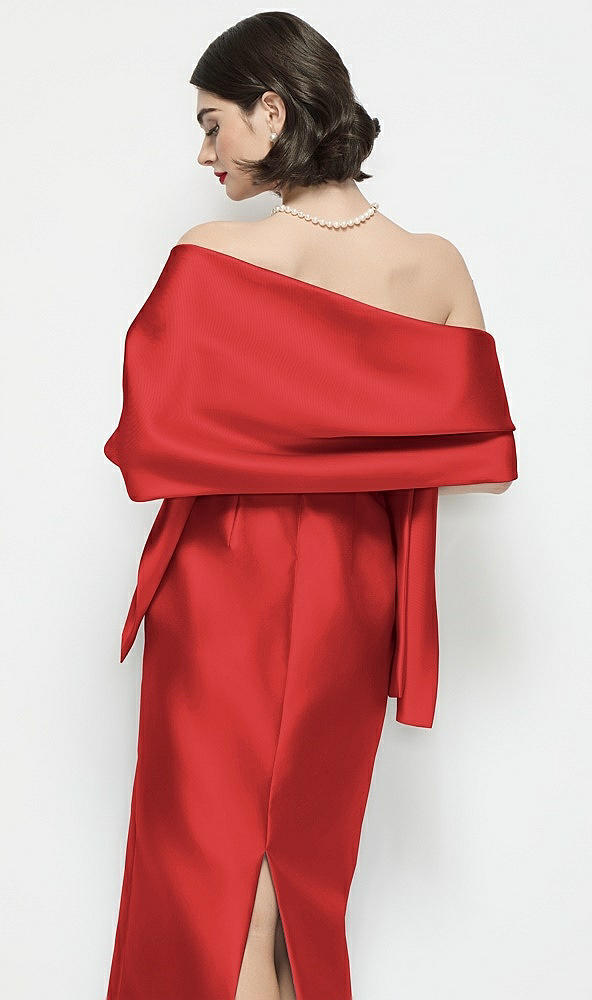 Back View - Poppy Red Satin Wrap Stole